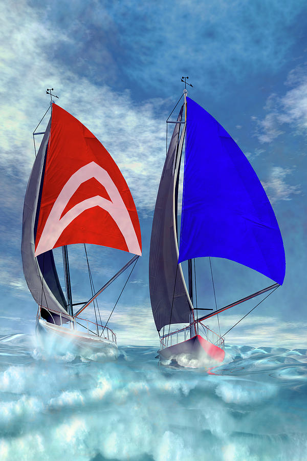 Yacht Digital Art - Racing home by Carol and Mike Werner