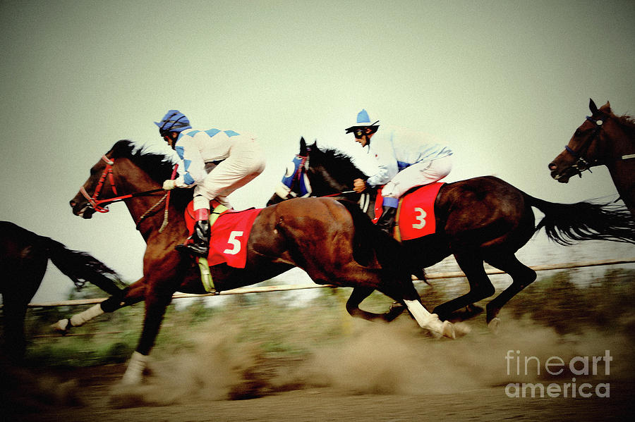 Racing horses neck to neck in competition Photograph by Dimitar Hristov