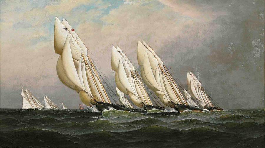 Sea Painting - Racing Schooners by Antonio