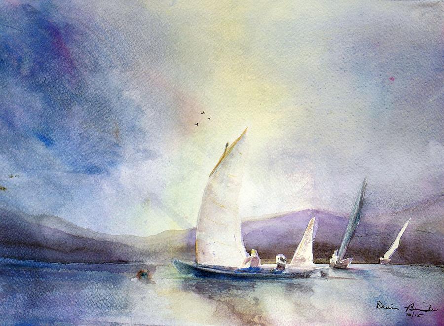 Sailboats Painting - Racing the Storm by Diane Binder Sailboats Painting - Racing the Storm by Diane Binder