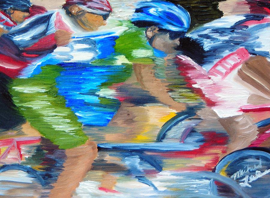 Cycling Painting - Racing the wind by Michael Lee