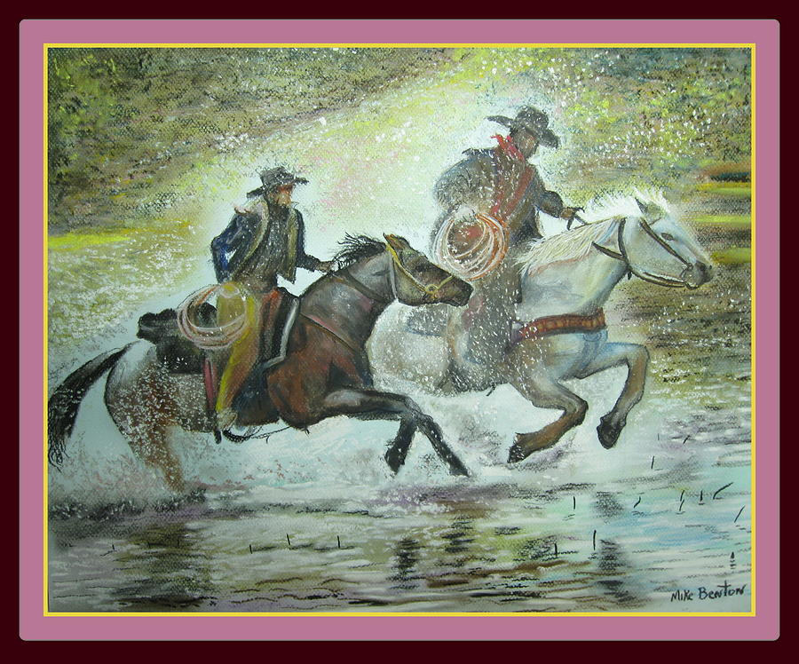 Racing through the water Painting by Mike Benton