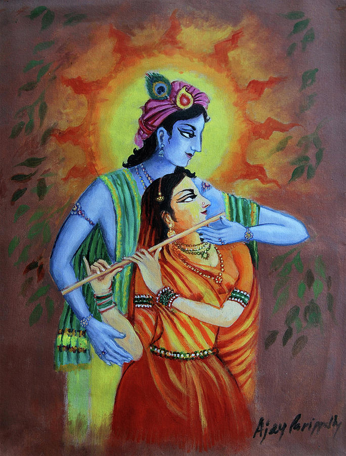 Radha And Krishna Painting By Ajay Parippally