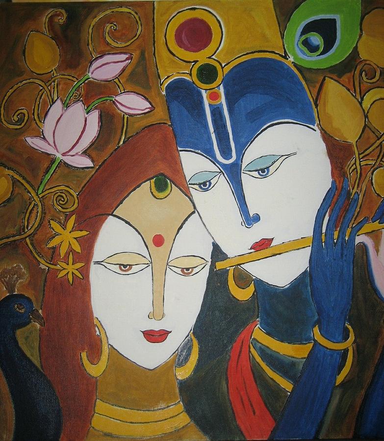 Radha Krishna Painting by Gnana Prakash Neel - Pixels