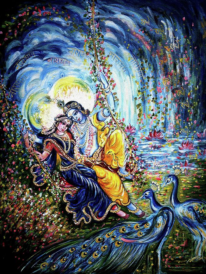 Krishna Painting - Radha Krishna Jhoola Leela by Harsh Malik