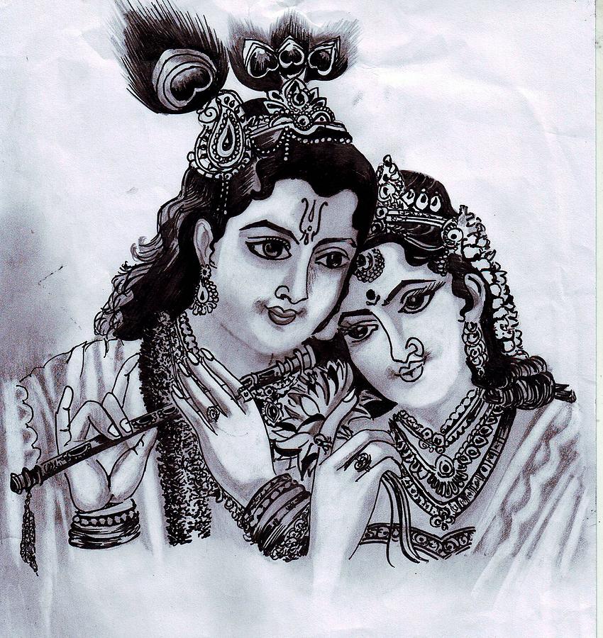 Radha Krishna.. Drawing by Saoni Banerji