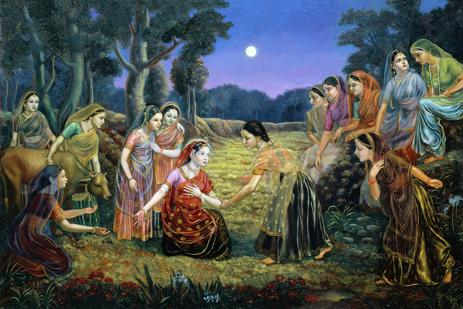 Radha Lamenting With The Gopis Painting by Dominique Amendola