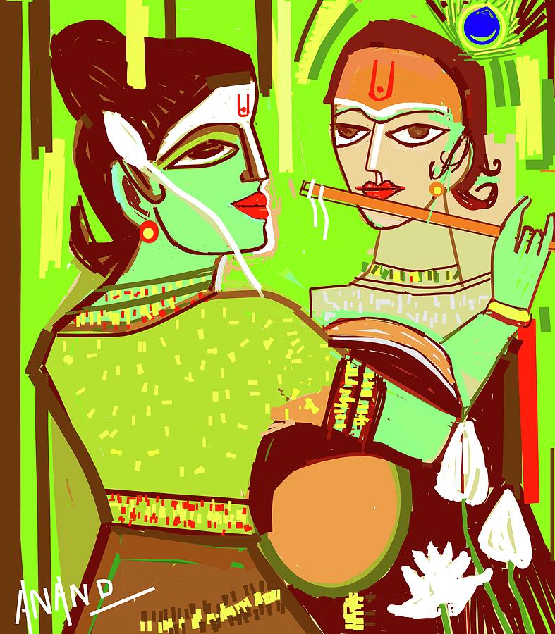 Radhakrishna-2 Digital Art by Anand Swaroop Manchiraju