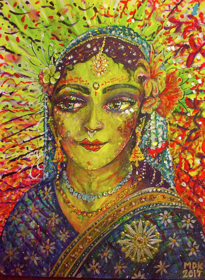 Queen Painting - Radharani Portrait by Michael African Visions