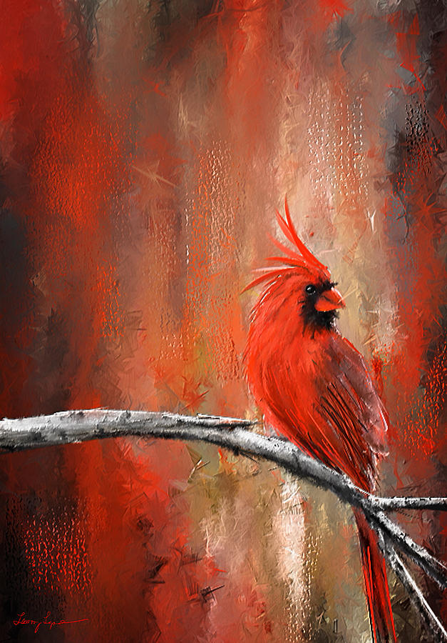 Red Cardinal Painting - Radiance In Red - Northern Cardinal Art by Lourry Legarde