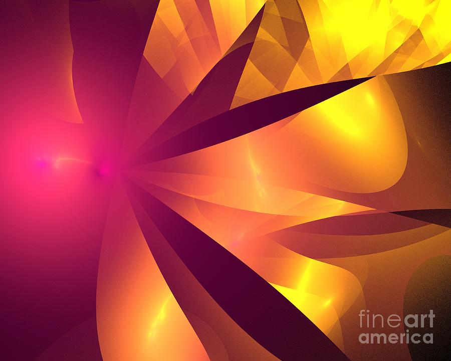 Abstract Digital Art - Radiant Gold Petals by Kim Sy Ok