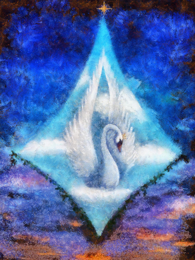 Radiant queen of the white swans up in the skies Painting by Jozef ...