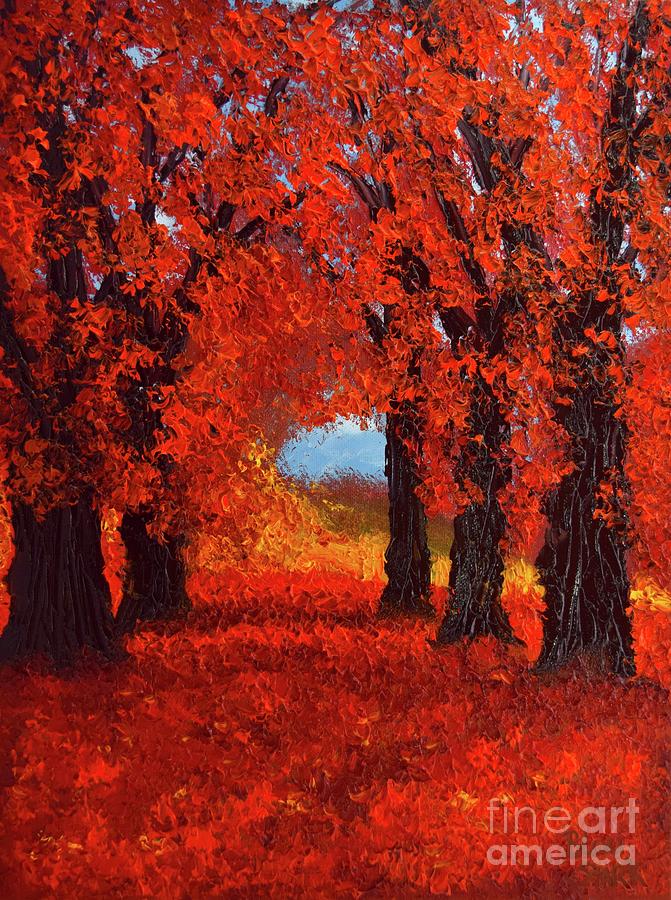 Radiant Red Autumn Painting by Barrie Stark