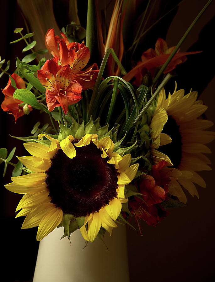 Radiant Sunflowers and Peruvian Lilies Photograph by Marie Hicks