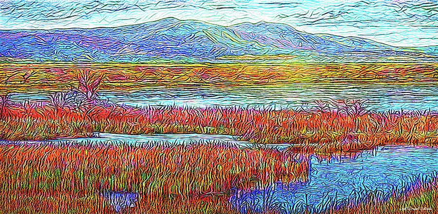 Landscape Digital Art - Radiant Twilight Pond - Colorado Lake With Mountains by Joel Bruce Wallach