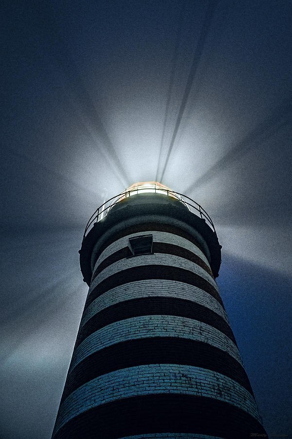 Lighthouse Photograph - Radiating Into The Fog by Marty Saccone