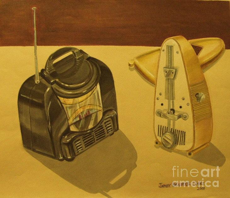 Still Life Drawing - Radio and Metronome by Jamey Balester