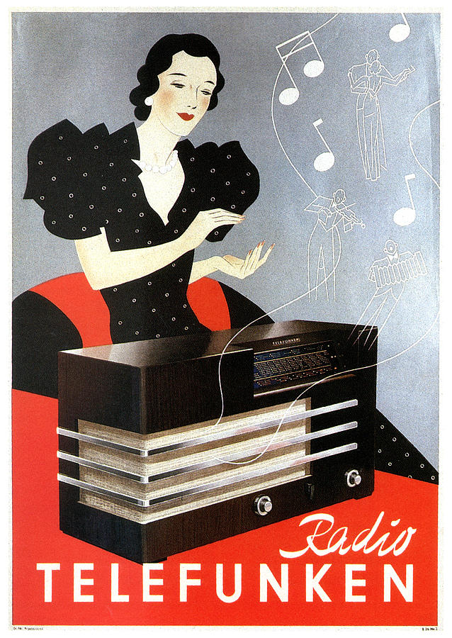 Vintage Mixed Media - Radio Telefunken - Tele Radio - Vintage German Advertising Poster by Studio Grafiikka