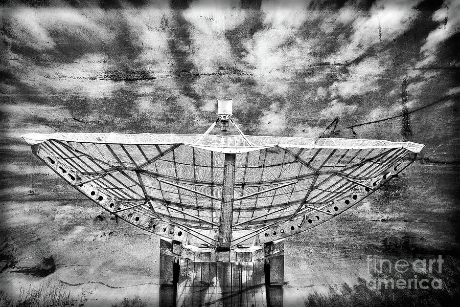 Radiotelescope focus to the sky in grunge style Photograph by Michal Boubin