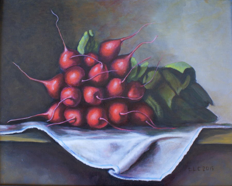 Radishes From The Garden Painting by Theresa Cangelosi