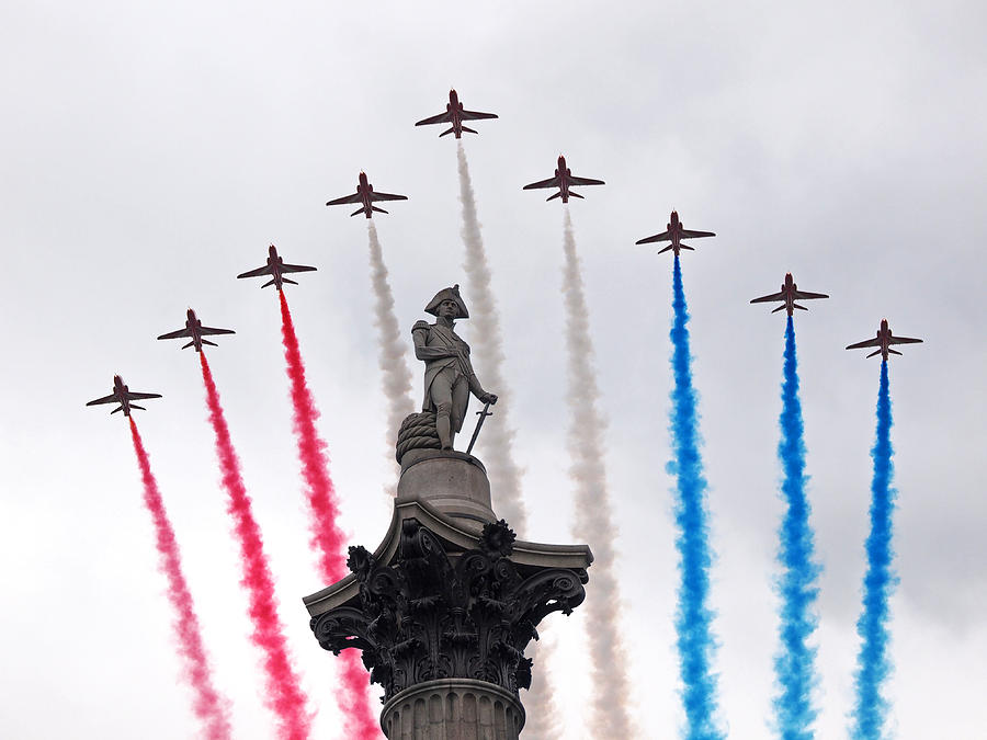 RAF 100 Flypast Red Arrows Over London Photograph by Gill Billington
