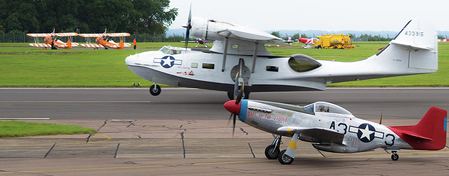 RAF Scampton 2017 - P-51 Mustang With PBY-5A Landing Photograph by Scott Lyons