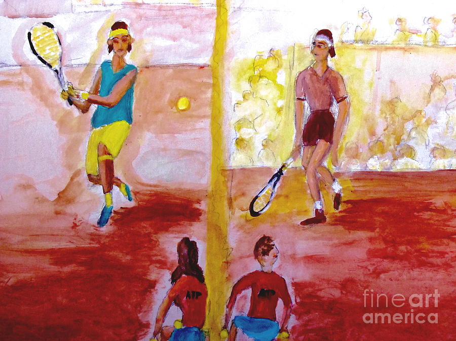 Rafa versus Federer Painting by Stanley Morganstein