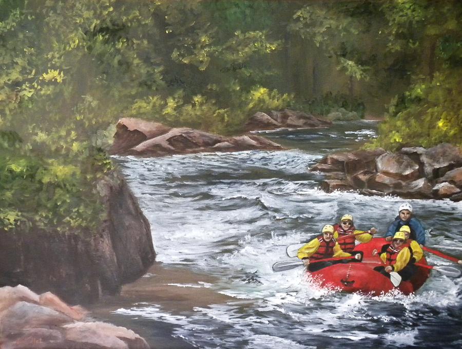 Rafting in Colorado Painting by Marti Idlet