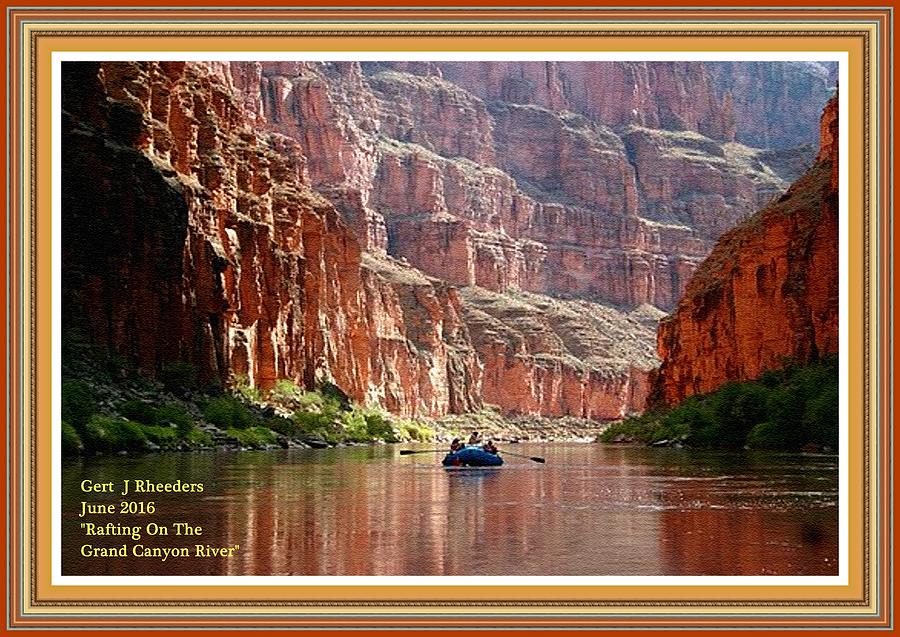 Rafting On The Grand Canyon River. L A With Decorative Ornate Printed Frame. Painting