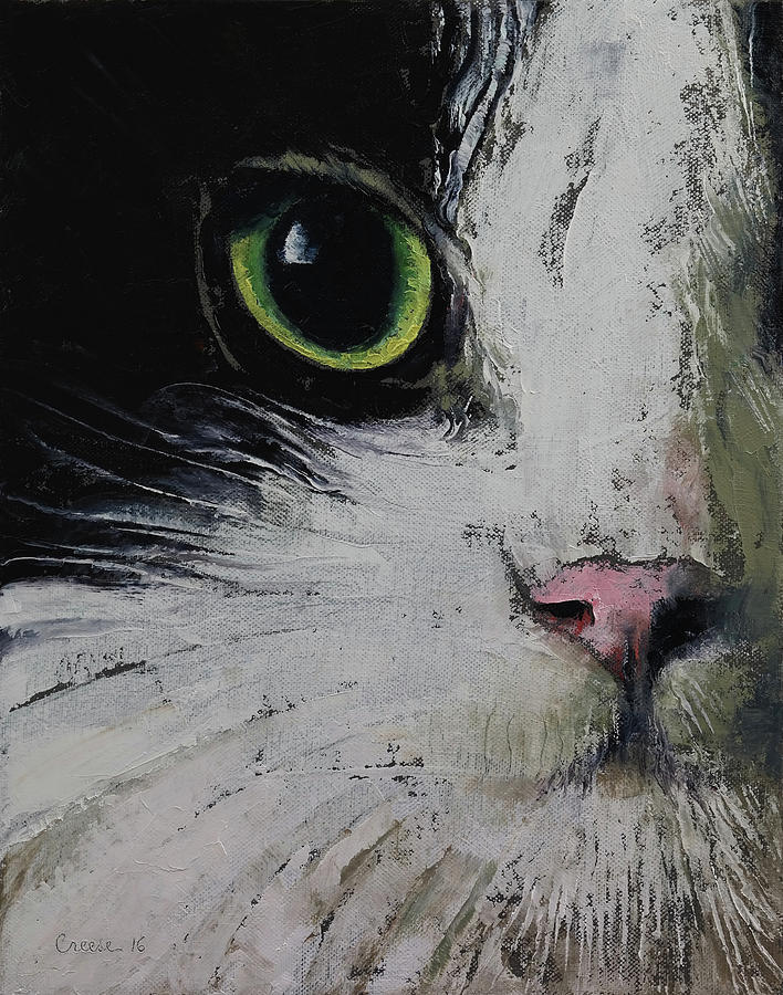 Tuxedo Cat Painting by Michael Creese