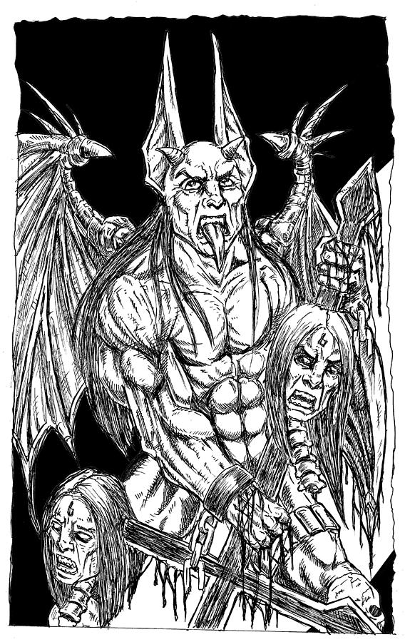 Rage Of An Angel Black Drawing by Alaric Barca