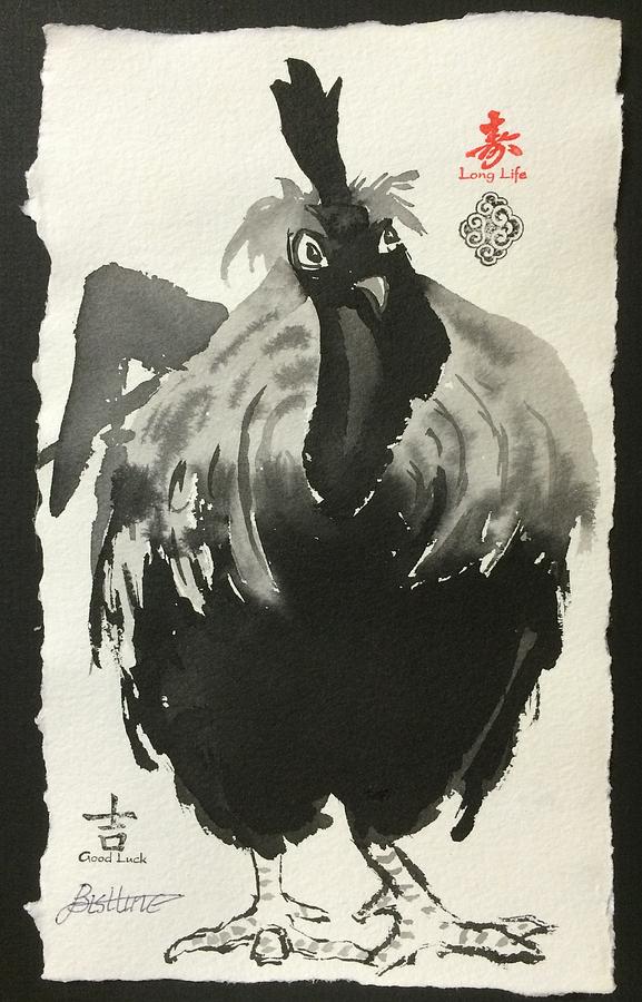 Rooster Painting - Ragged Rooster by Claire Bistline