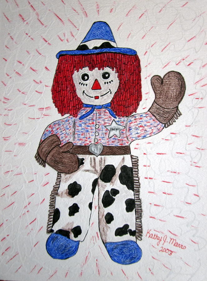 Raggedy Andy Cowboy Painting by Kathy Marrs Chandler