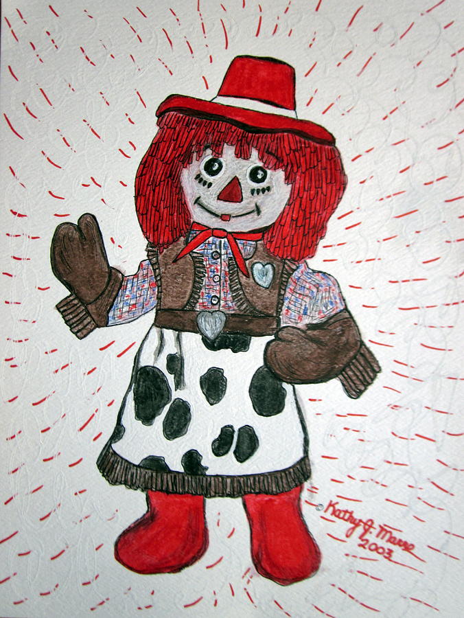 Raggedy Ann Cowgirl Painting by Kathy Marrs Chandler