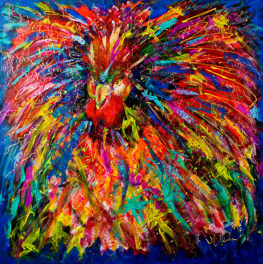 Raging Rooster Painting by Maxim Komissarchik