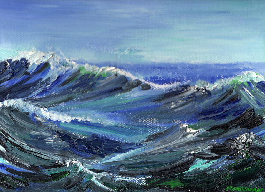 Seascape Painting - Raging Seas by Scott Kirkman