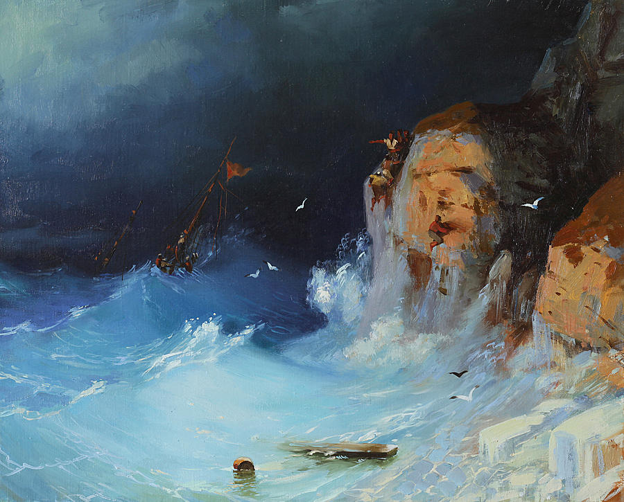Escape of the Raging Waves Painting by Ilya Kondrashov