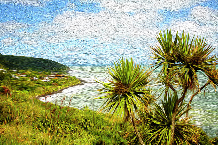 Raglan coastline Digital Art by Les Cunliffe