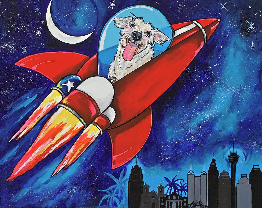 Rags The Rocket Dog Painting by Patti Schermerhorn