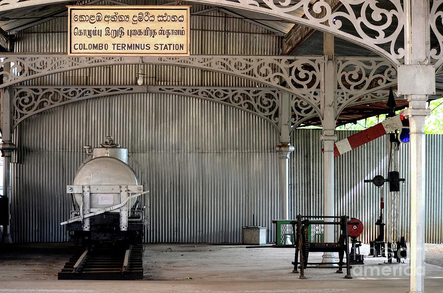 Rail items including wagon and semaphore signal exhibit National Railway Museum Colombo Sri Lanka Photograph by Imran Ahmed