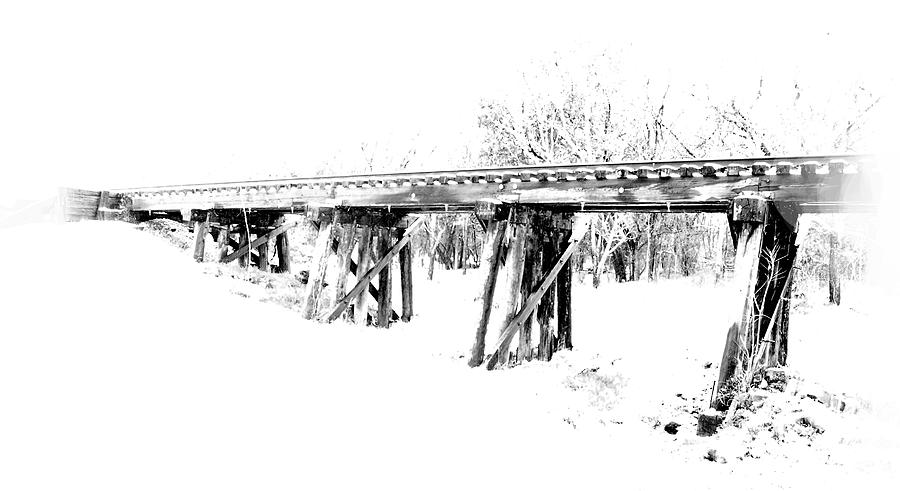 Rail Road Bridge In Winter 1 Digital Art by James Granberry