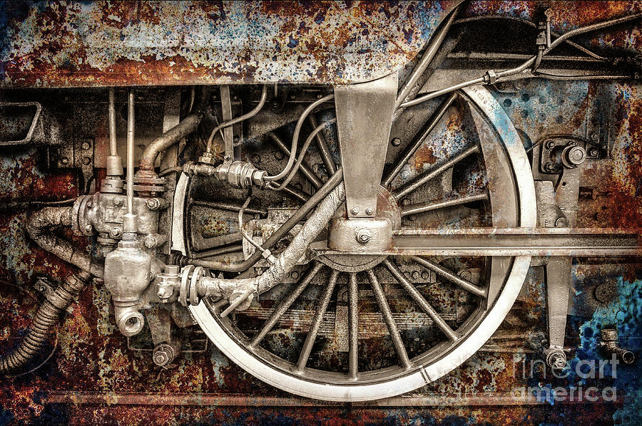 Rail Wheel Grunge Detail,  Steam Locomotive 05 Photograph by Daliana Pacuraru