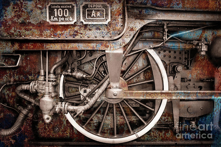 Rail Wheel Grunge Detail,  Steam Locomotive 06 Photograph by Daliana Pacuraru