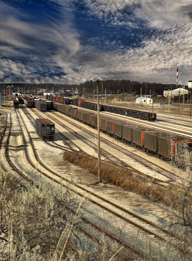 Train Photograph - Rail Yard 1 by Scott Hovind