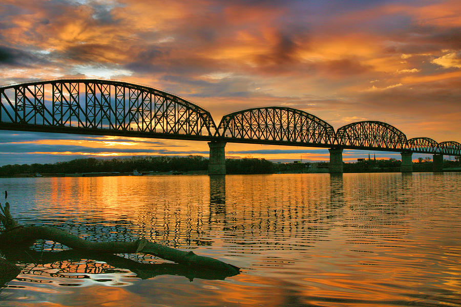 Railroad Bridge At Sunrise Photograph by Steven Ainsworth