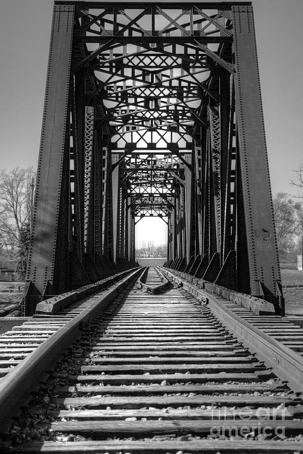 Railroad Bridge Black And White Photograph by Sharon McConnell