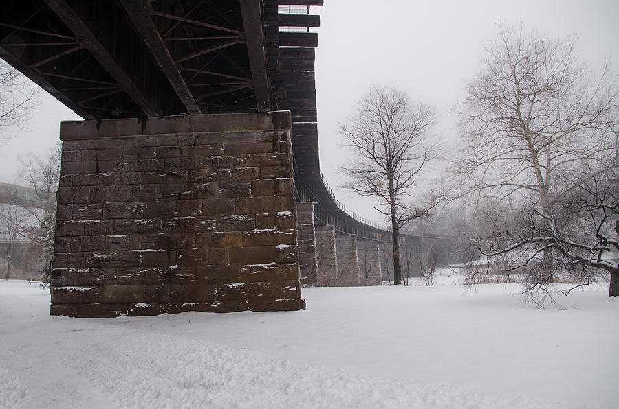 Railroad Bridge in East Falls Philadelphia in Winter Photograph by Bill Cannon