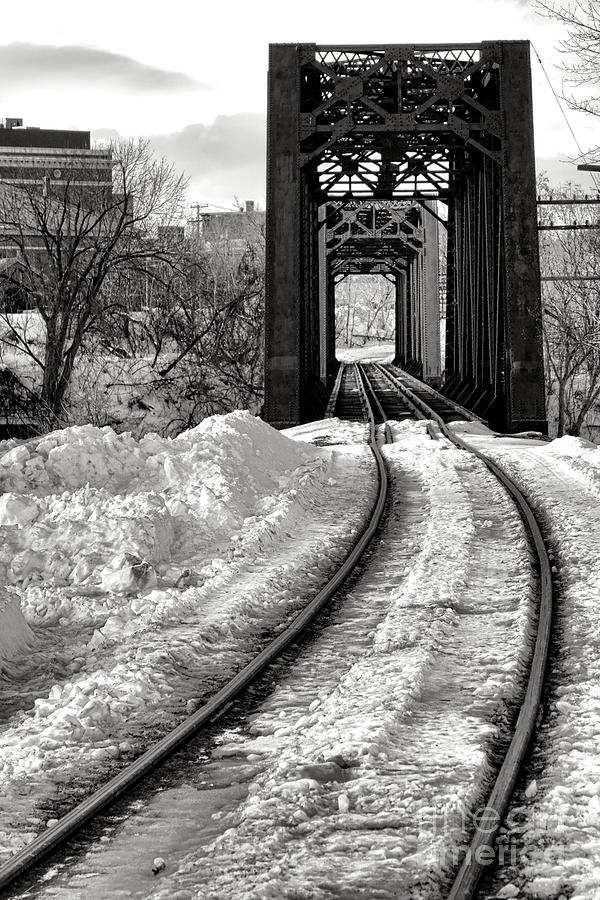 Railroad Bridge in Winter Photograph by Olivier Le Queinec