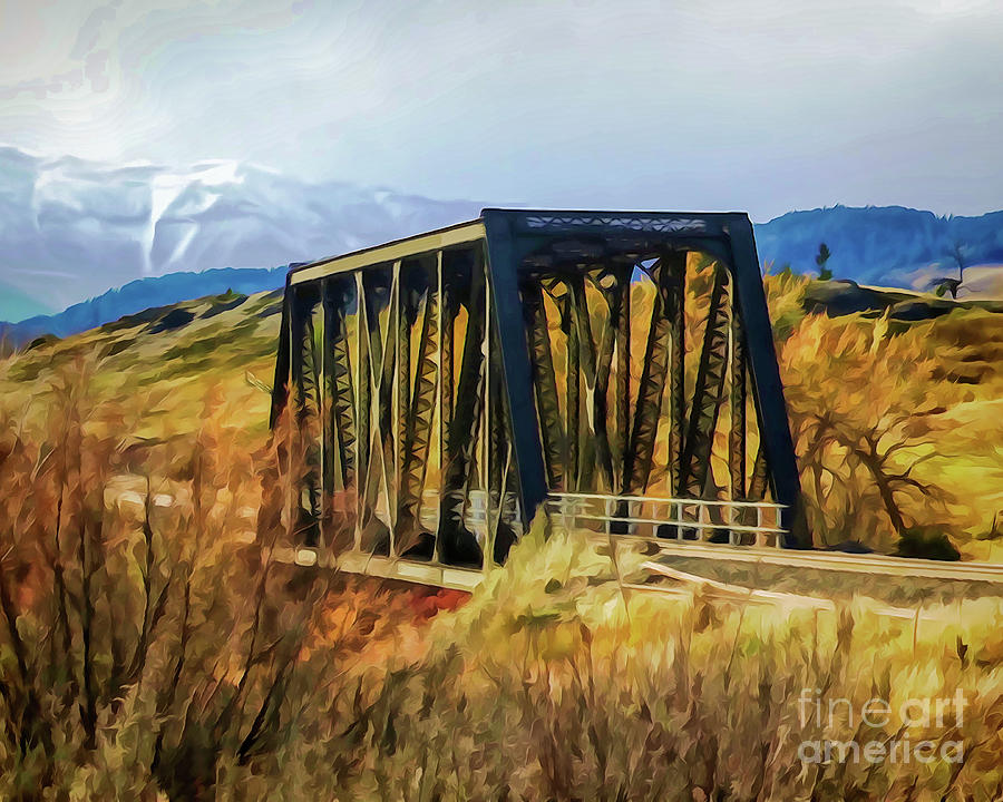 Fall Photograph - Railroad Bridge over Crowsnest River by Bob Lentz