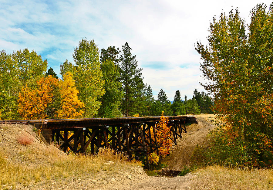 Railroad Bridge With Autumn Trees Photograph by Athena Mckinzie